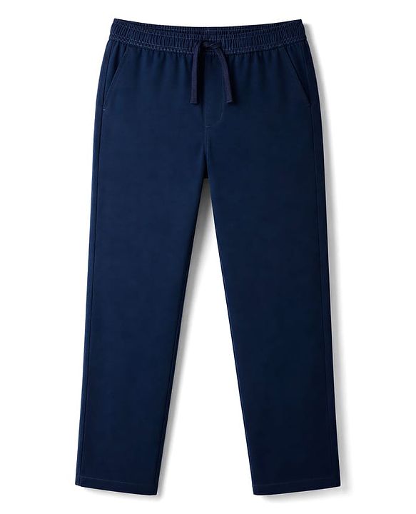 Pine Kids Cotton Elastane Woven Full Length Pants With Pocket - Navy Blue