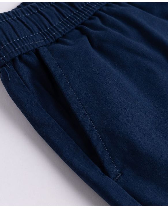 Pine Kids Cotton Elastane Woven Full Length Pants With Pocket - Navy Blue