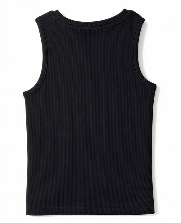 Pine Active Cotton Lycra Knit  Sleeveless Ribbed Tank Top - Black