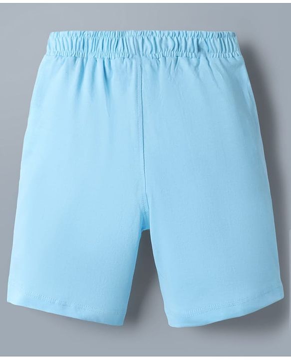 Babyhug Disney 100% Cotton Knit Half Sleeves T-Shirt & Shorts Set With Striped & Mickey Mouse Graphic - Light Blue