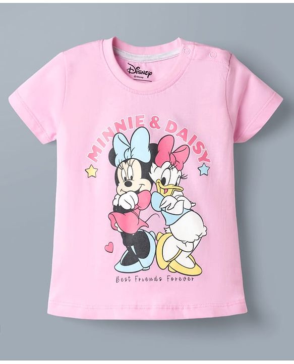 Babyhug Disney Single Jersey Knit Half Sleeves T-Shirts with Minnie & Friends Graphics Pack of 2 - Multicolor