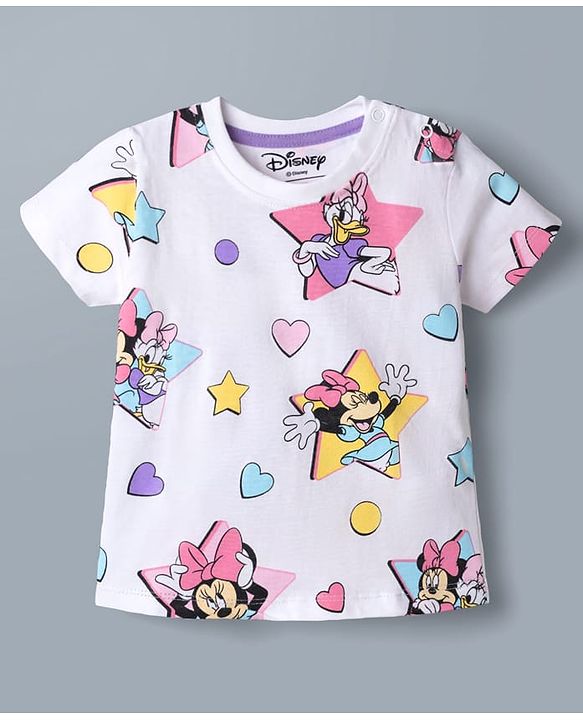 Babyhug Disney Single Jersey Knit Half Sleeves T-Shirts with Minnie & Friends Graphics Pack of 2 - Multicolor