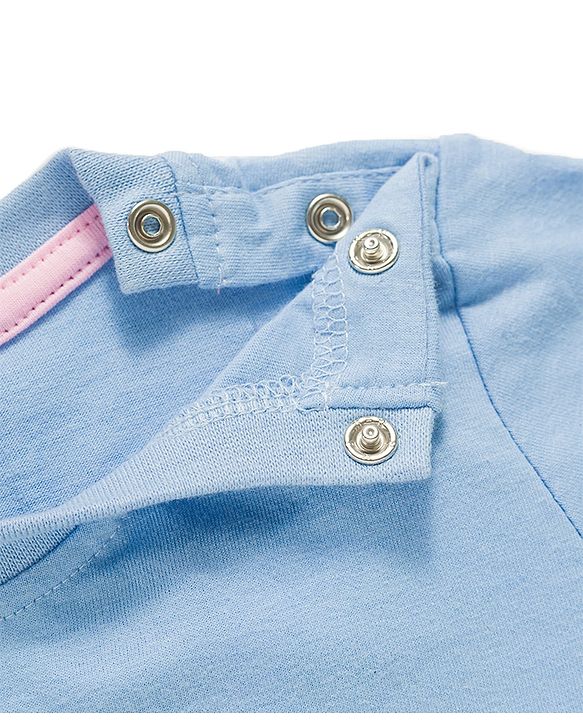 Babyhug Disney Single Jersey Knit Half Sleeves T-Shirt & Shorts Night Suit with Minnie Mouse Graphics - Light Blue