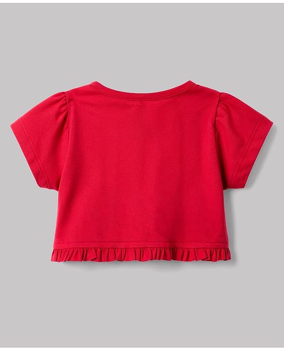 Babyhug Cotton Woven Floral Printed Frock with Half Sleeves Shrug - White & Red