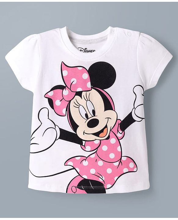 Babyhug Disney Single Jersey Knit Half Sleeves T-Shirt & Shorts Night Suit With Minne Mouse Graphic & Polka Dot Print - Pink