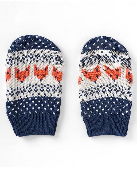Babyhug Organic 100% Cotton Knit Woollen Cap & Mittens With Heart Design Navy Blue - Diameter 12 cm