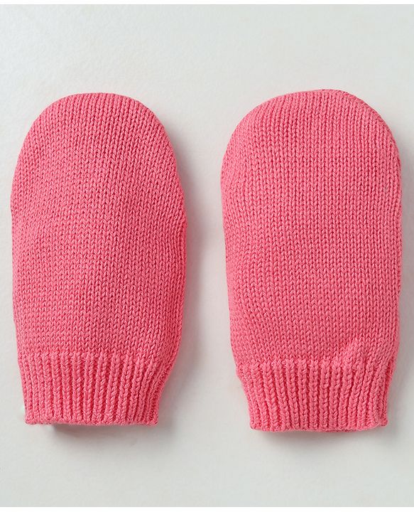 Babyhug Organic 100% Cotton Knit Woollen Caps and Set With Polka Design Pink - Diameter 14 cm