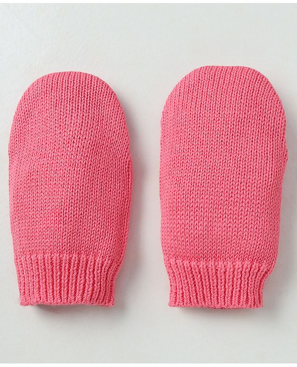 Babyhug Organic 100% Cotton Knit Woollen Caps and Set With Polka Design Pink - Diameter 14 cm