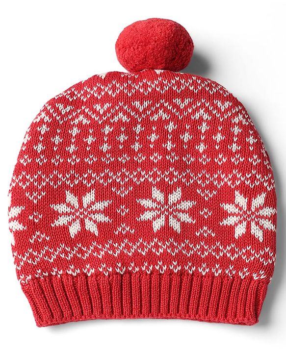 Babyhug Organic 100% Cotton Knit Woollen Cap & Mittens With Floral Design Red - Diameter 11 cm