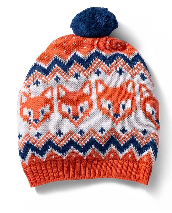 Babyhug 100% Cotton Sweater Knit Woollen Cap & Mittens With Fox Design Orange - Diameter 15 cm