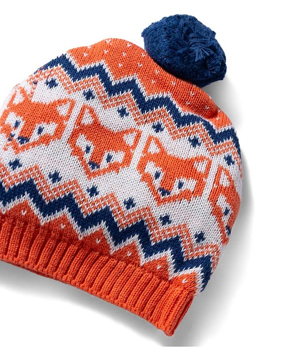Babyhug 100% Cotton Sweater Knit Woollen Cap & Mittens With Fox Design Orange - Diameter 15 cm