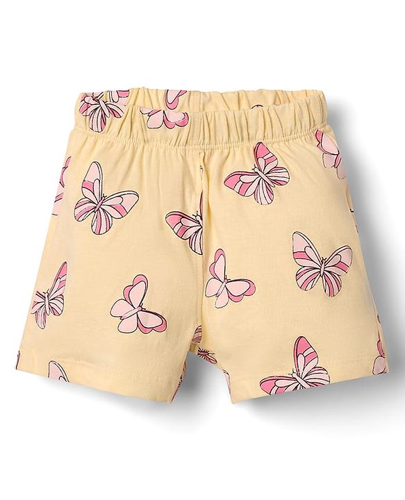 Babyhug Disney Single Jersey Knit Half Sleeves T-Shirt & Shorts  Night Suit with Marie Graphics - Peach