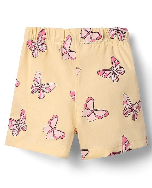 Babyhug Disney Single Jersey Knit Half Sleeves T-Shirt & Shorts  Night Suit with Marie Graphics - Peach
