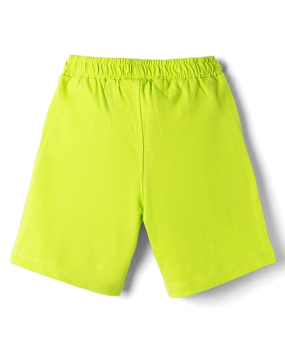 Babyhug Disney Terry Knit Knee Length Shorts with Mickey Mouse Graphics Pack of 2 - Neon Green & Black
