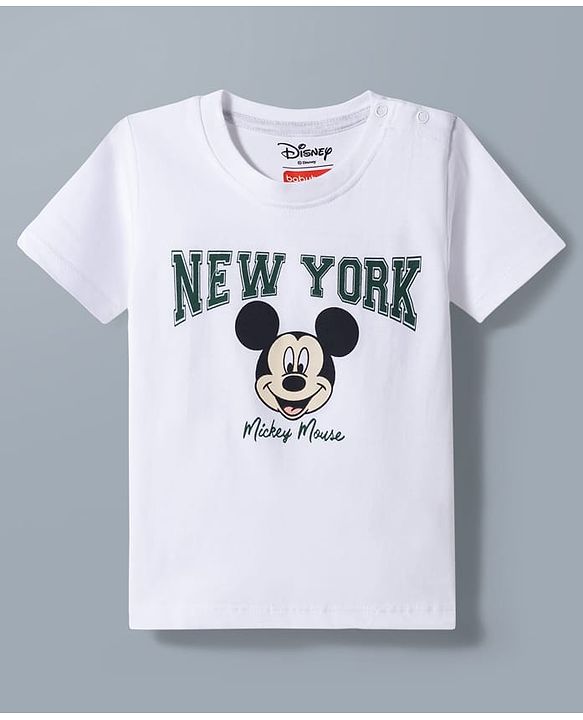 Babyhug Disney Single Jersey Knit Half Sleeves Round Neck T-Shirt With Mickey Mouse Graphics Pack of 2 - White