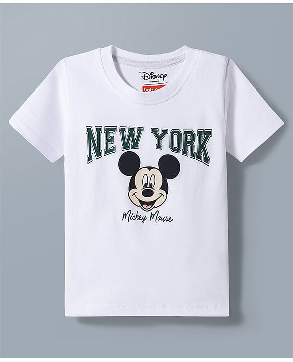 Babyhug Disney Single Jersey Knit Half Sleeves Round Neck T-Shirt With Mickey Mouse Graphics Pack of 2 - White