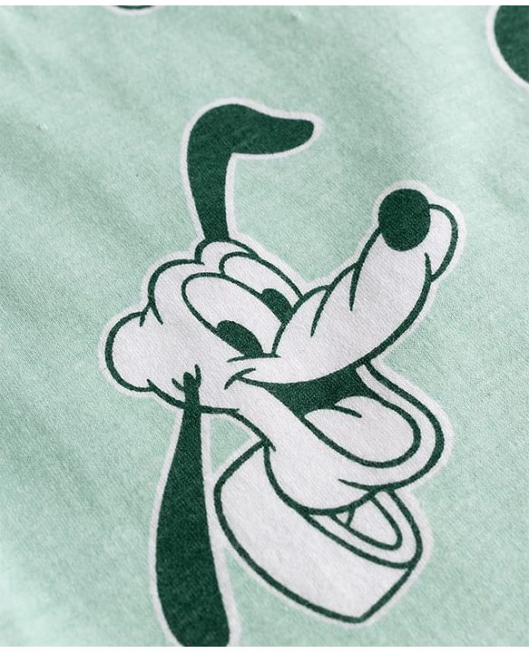 Babyhug Disney Single Jersey Knit Full Sleeves T-Shirt & Pyjama Night Suit With Mickey Mouse Print - Light Green