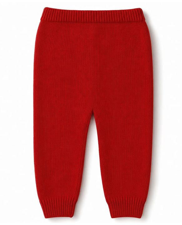 Babyhug 100% Cotton Knit Full Raglan Sleeves Fox Embroidered Sweater Set With Cap - Red