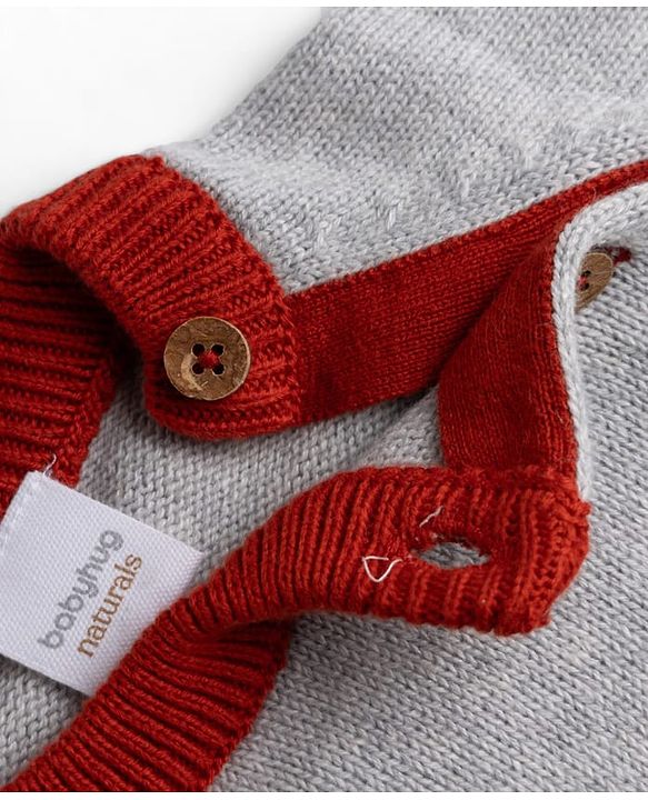 Babyhug 100% Cotton Knit Full Raglan Sleeves Fox Embroidered Sweater Set With Cap - Red