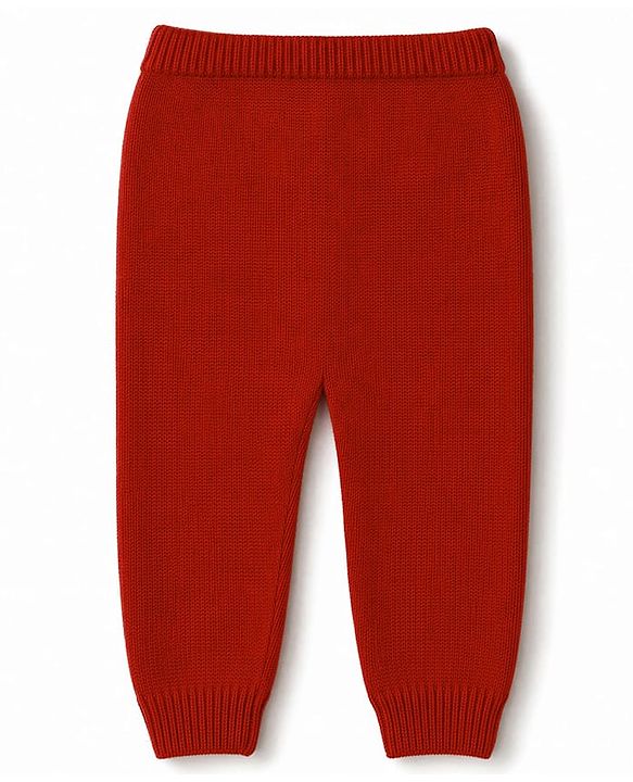Babyhug 100% Cotton Knit Full Raglan Sleeves Fox Embroidered Sweater Set With Cap - Red