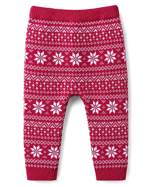 Babyhug 100% Cotton Knit Full Raglan Sleeves Reindeer Designed Sweater Set with Cap - Red