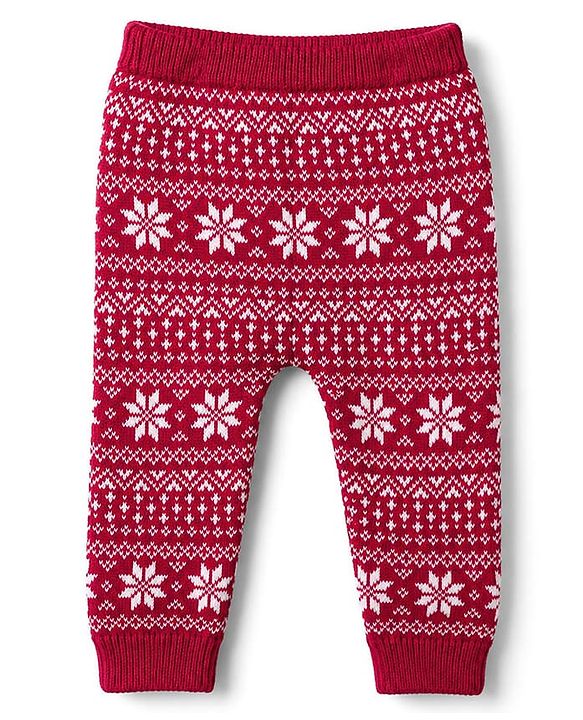 Babyhug 100% Cotton Knit Full Raglan Sleeves Reindeer Designed Sweater Set with Cap - Red