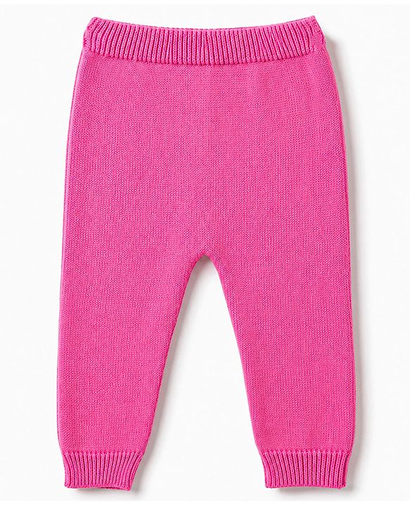 Babyhug Knit Organic 100% Cotton Full Sleeves Butterfly Designed Front Open Sweater Set with Cap - Pink