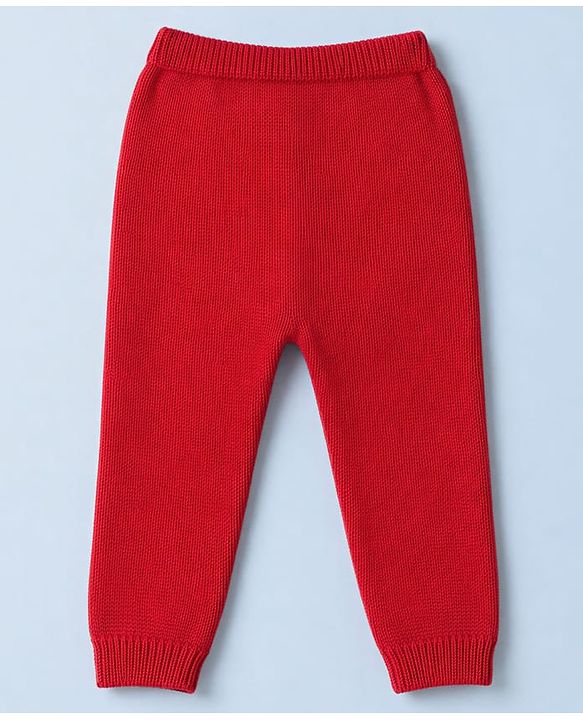 Babyhug 100% Cotton Knit Full Sleeves Dear Applique Sweater Set with Cap - Red