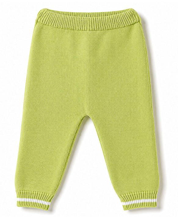 Babyhug Organic 100% Cotton Knit Full Sleeves Striped & Zebra Designed Sweater Set With Cap- Lime Green