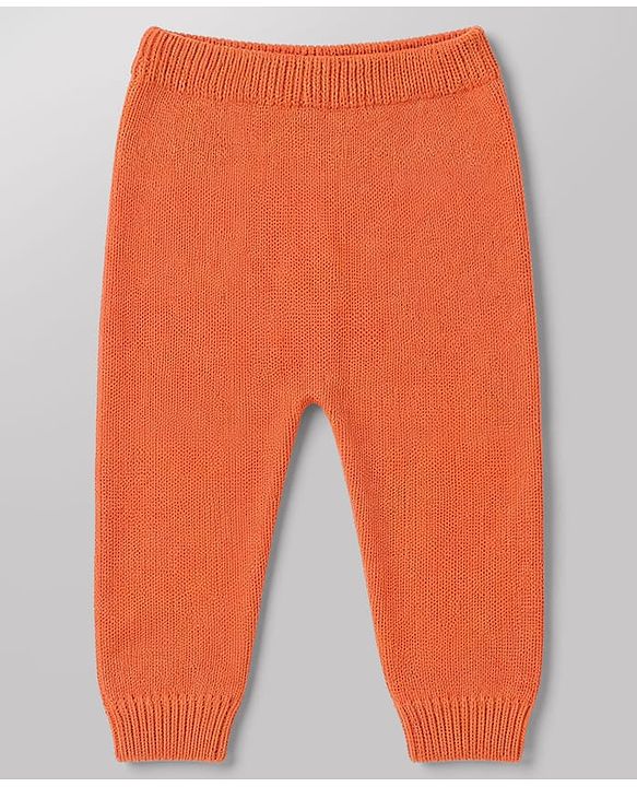 Babyhug Organic 100% Cotton Knit Full Sleeves Striped & Zebra Designed Sweater Set With Cap- Rust Orange