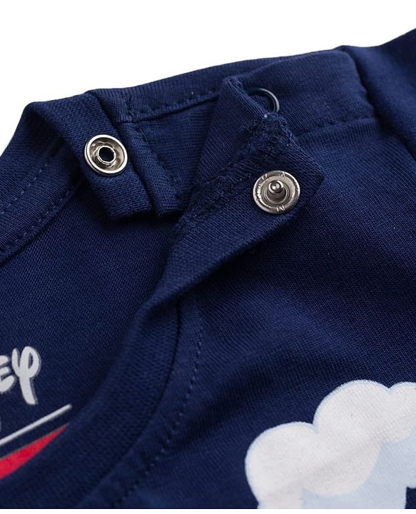 Babyhug Disney Cotton Knit Half Sleeves T-Shirt With Winnie The Pooh Graphic - Navy Blue