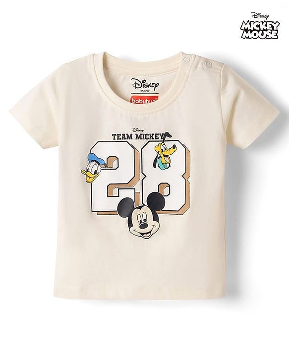 Babyhug Disney Single Jersey Knit Half Sleeves T-Shirt WIth Micky Mouse Graphic - Multicolor