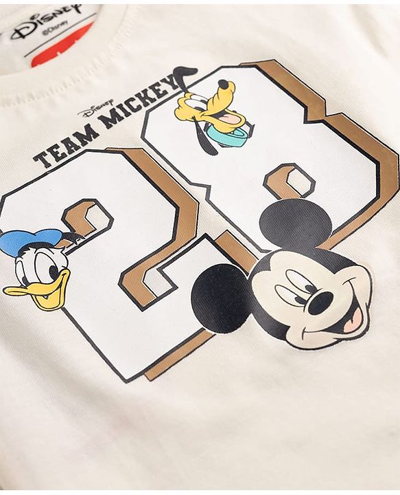 Babyhug Disney Single Jersey Knit Half Sleeves T-Shirt WIth Micky Mouse Graphic - Multicolor