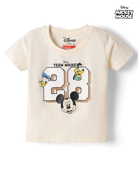 Babyhug Disney Single Jersey Knit Half Sleeves T-Shirt WIth Micky Mouse Graphic - Multicolor
