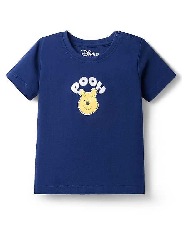 Babyhug Disney Cotton Knit T-Shirt Half Sleeve Round Neck Winnie The Pooh Graphic Navy Blue 3-6 Months