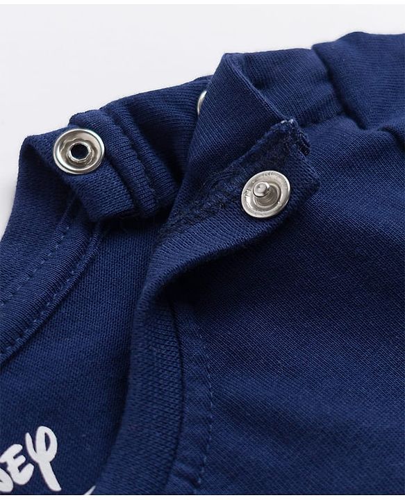 Babyhug Disney Cotton Knit T-Shirt Half Sleeve Round Neck Winnie The Pooh Graphic Navy Blue 3-6 Months