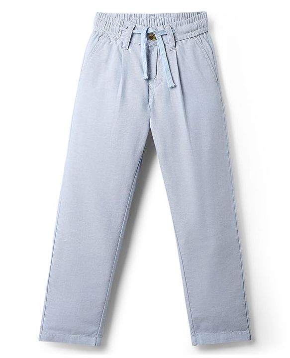 Pine Kids Woven Full Sleeves Solid Trouser - Light Blue