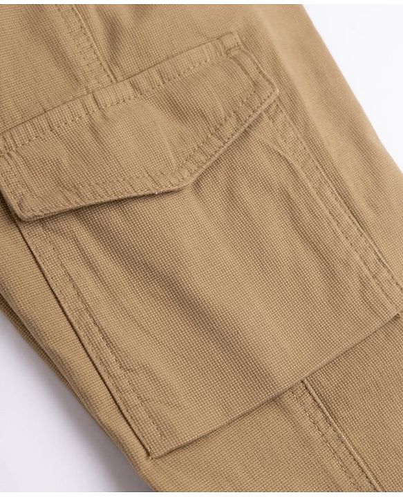 Pine Kids Cotton Elastane Woven Full Length Solid Color Trouser with Cargo Pockets - Beige