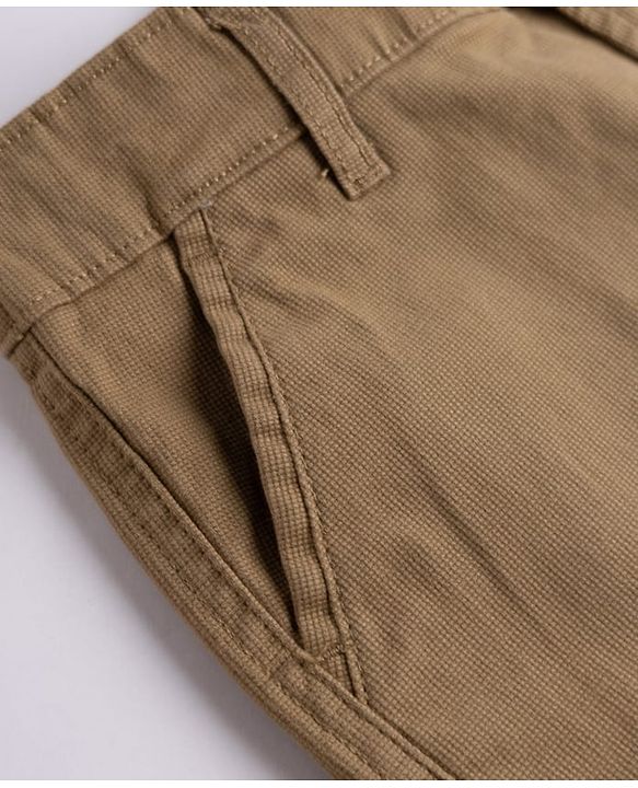 Pine Kids Cotton Elastane Woven Full Length Solid Color Trouser with Cargo Pockets - Beige