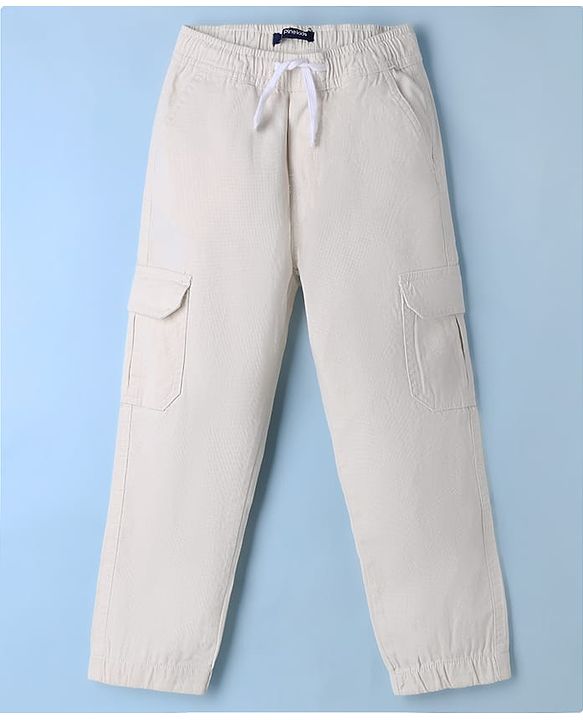 Pine Kids Cotton Elastane Woven Full Length Trouser In Khaki