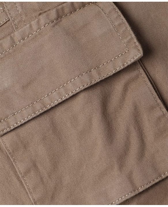 Pine Kids Cotton Elastane Woven Full Length Solid Color Trousers - Khaki