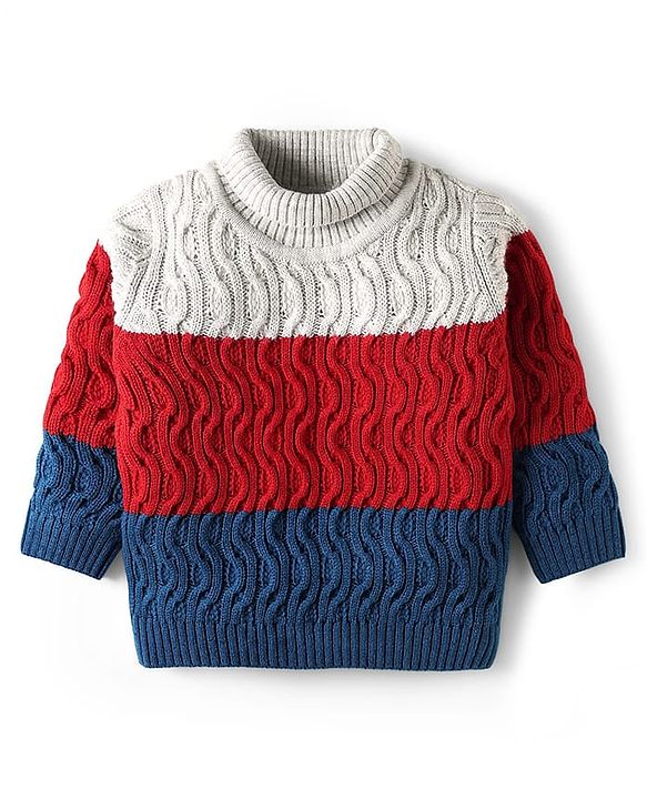 Babyhug Knit Full Sleeves Pullover Sweater Cable Knit Design - Red