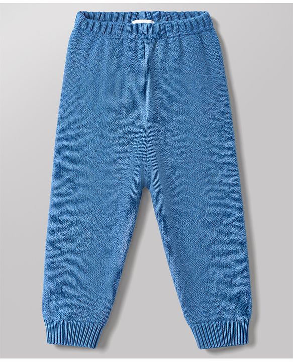 Babyhug Knitted Full Sleeves Striped & Car Designed Sweater Set - Blue