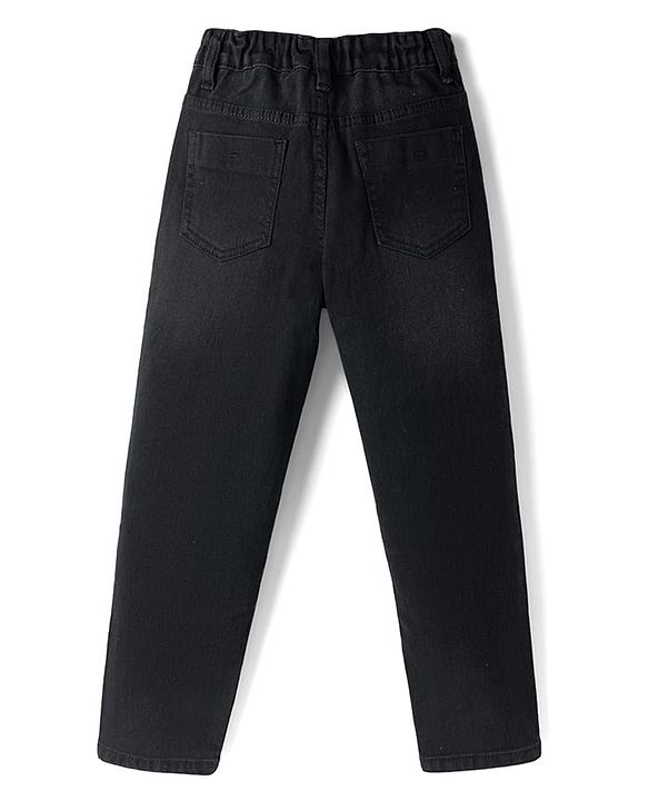 Pine Kids Denim Woven Full Length Solid Colour Jeans - Black