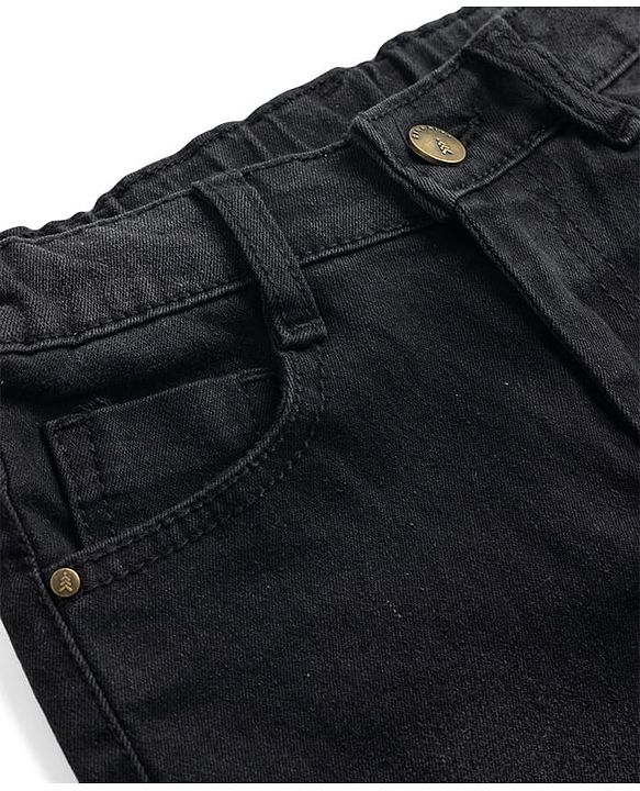 Pine Kids Denim Woven Full Length Solid Colour Jeans - Black