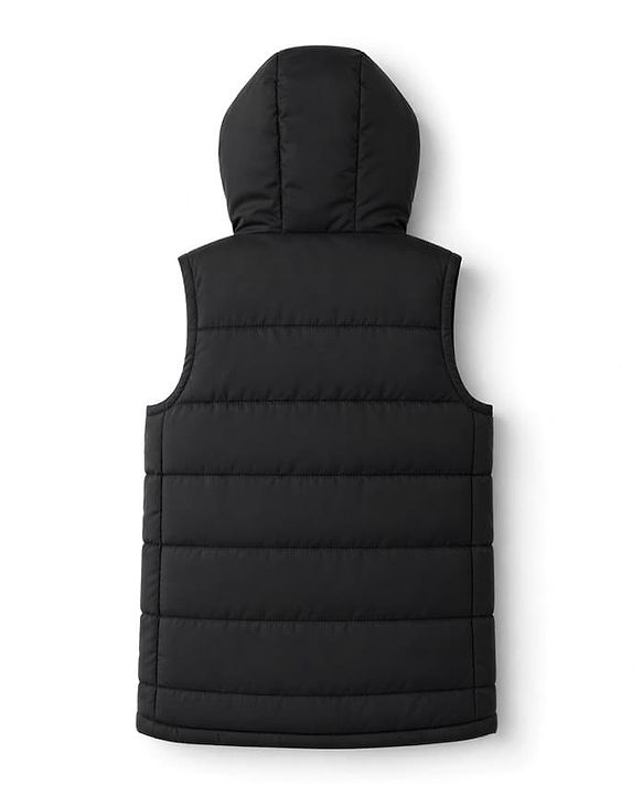 Pine Kids Woven Sleeveless Hooded Padded Winter Jacket - Black