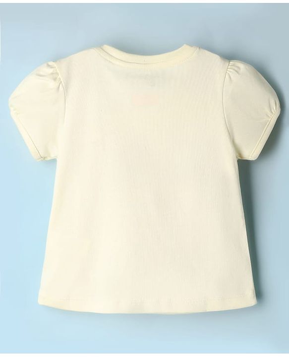 Babyhug Disney Cotton Knit Half Sleeves T-Shirts with Minnie Mouse Print Pack of 2  - White & Yellow