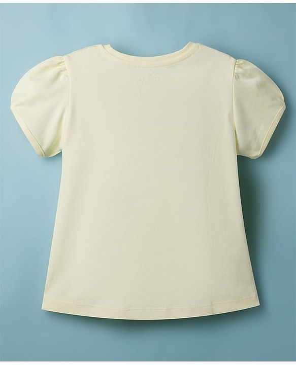 Babyhug Disney Cotton Knit Half Sleeves T-Shirts with Minnie Mouse Print Pack of 2  - White & Yellow
