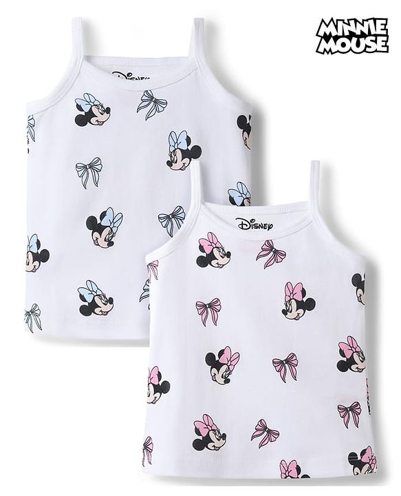 Babyhug Disney Single Jersey Knit Sleeveless Slips With Minnie Mouse Graphics Pack of 2 - White