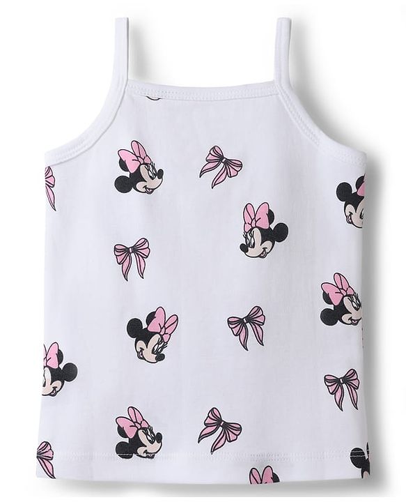Babyhug Disney Single Jersey Knit Sleeveless Slips With Minnie Mouse Graphics Pack of 2 - White